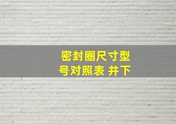 密封圈尺寸型号对照表 井下